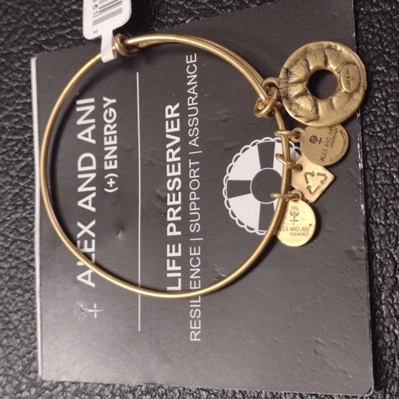 Alex and Ani Jewelry - Alex and Ani Life Preserver Gold Charm Bracelet adjustable Bangle boho glam NWT
